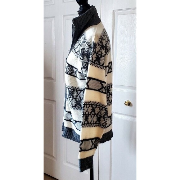 SPORTSWEAR by REVERE Full Zip Ivory Gray VTG Sweater Long Sleeve Knit Cardigan - Picture 2 of 4